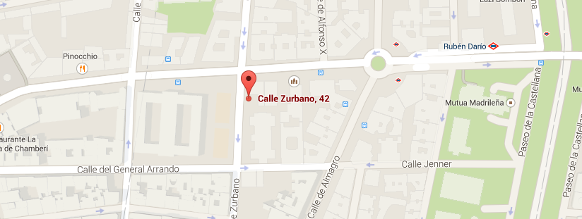 Imagen de google maps de la localización, calle Zurbano, 42