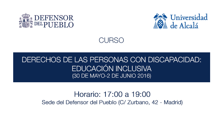 Curso de educación inclusiva. 30 de mayo al 2 de junio de 17:00 a 19:00