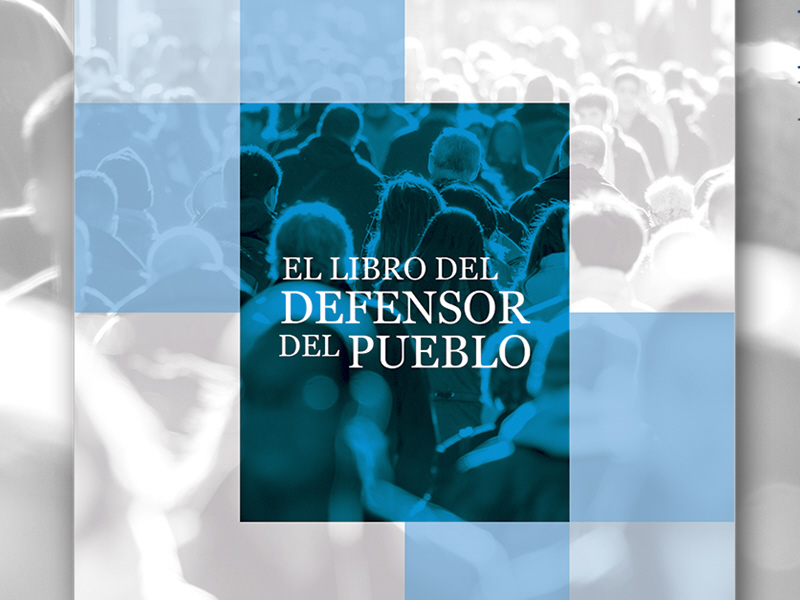 portada del libro del Defensor del Pueblo con fondo de gente caminando