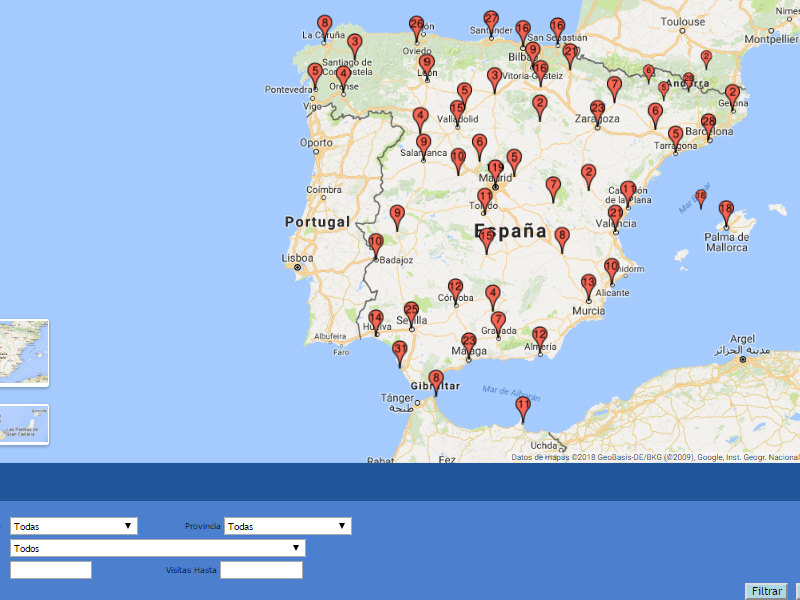 Mapa de visitas del Mecanismo Nacional de Prevención (MNP)