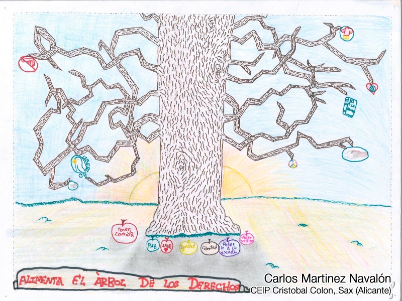 Dibujo del árbol de los Derechos de Carlos Martínez, CEIP Cristóbal Colón en Alicante