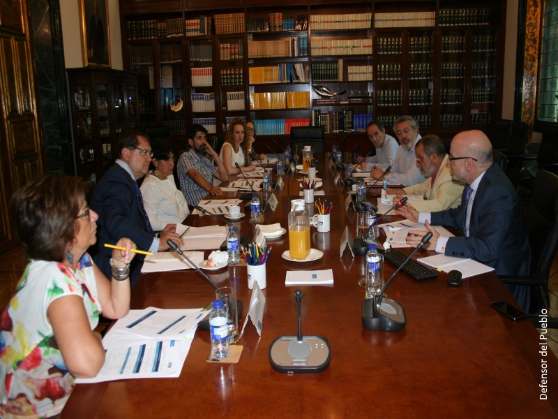 Reunión del Defensor del Pueblo (e.f.), Francisco Fernández Marugán, el Secretario General y el Técnico Responsable MNP, con Consejo Asesor del MNP