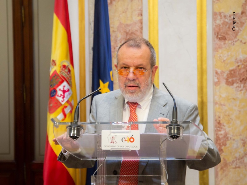 Presentación del Defensor del pueblo (e.f.), Francisco Fernández Marugán durante la presentación del informe 2018 en el Congreso