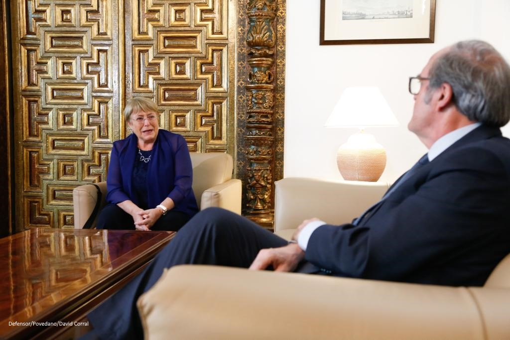 Encuentro del Defensor del Pueblo y Michelle Bachelet, alta Comisionada de la ONU para los DDHH