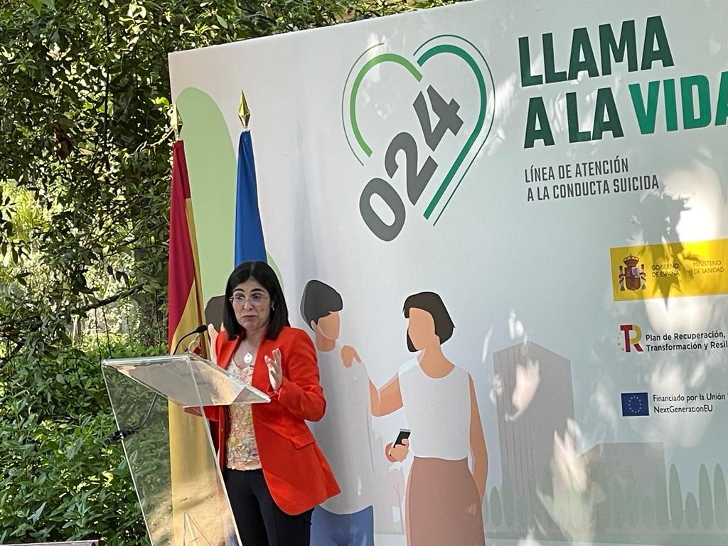 Carolina Darias, ministra de Sanidad, interviene en la presentación de la línea 024