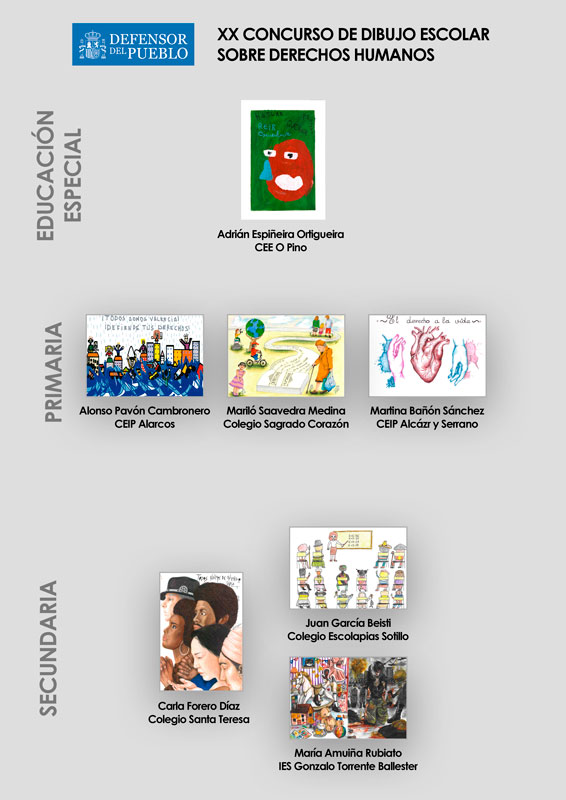 Collage con los dibujos ganadores de la XX edición del Concurso de Dibujo
